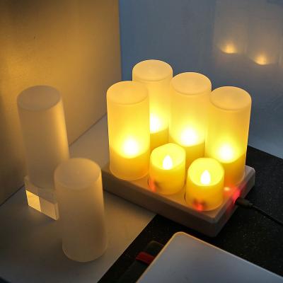 China Flameless Flameless Candles With Led Rechargeable Base Candle Flickering Tea Lights With Timer for sale