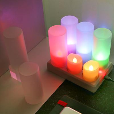 China Rechargeable LED Flameless Candle Flameless Tea Light Variable LED Candle Lights Color Changing Small Tea Light Candle for sale