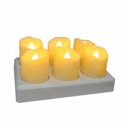 China Flameless Flameless Remote Control Rechargeable Led Candle Light with Filling Base, 6 Pcs Candle Set for sale