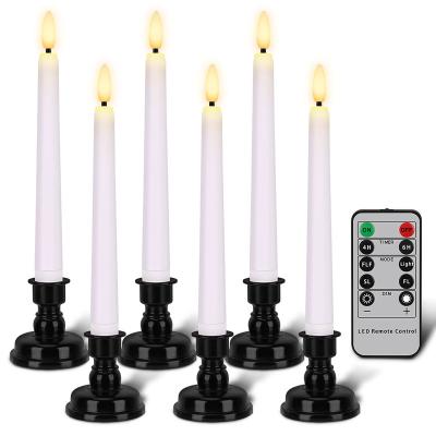 China Home Decoration Dancing Flame Candles With Timer-Battery Operated LED Taper Candles for sale