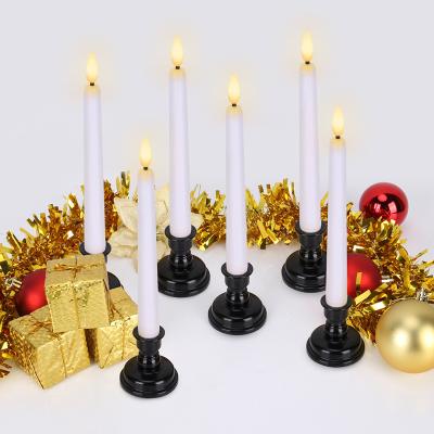 China Battery Operated Mobile Birthdays Torch LED Wedding Decor Taper Candles With Candlesticks for sale