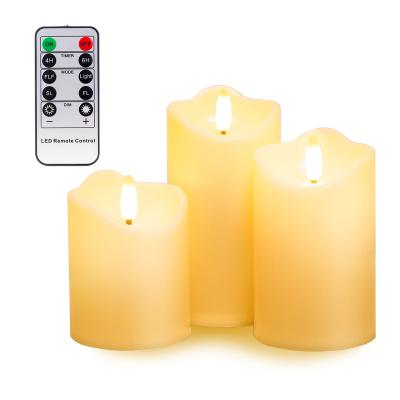 China Flameless LED Flameless Candle with 3pcs Dancing Flame Timer Remote Control Plastic Candles for Wedding Home Decor for sale