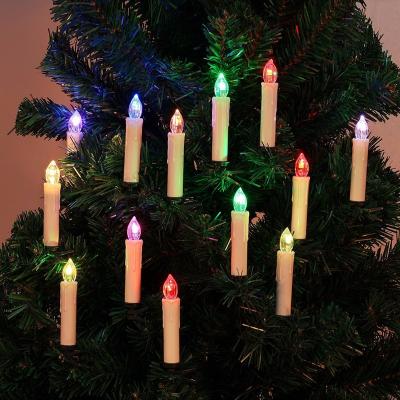 China Remote+Timer 20pcs Christmas Candles RGB Radio Battery Operated Candles With Remote Control For Christmas for sale