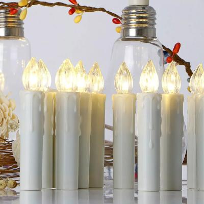 China Flameless+timer+flickering 10 Stuck Candle Ornaments Lights For Christmas Tree With Removeable Clip Christmas LED Candle Lights for sale