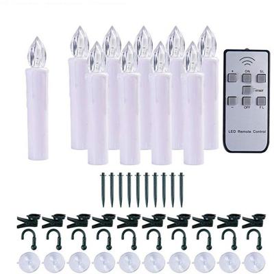 China Holiday 10 Pcs Warm Yellow Flickering Dimmable Christmas Tree Battery Operated Candles With Pin Sucker Clip For Christmas Decor for sale