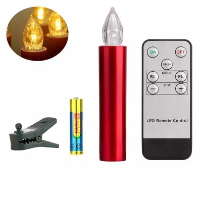 China Home Decoration Radio Remote Control Christmas Red Battery Operated Candles With Clip for sale