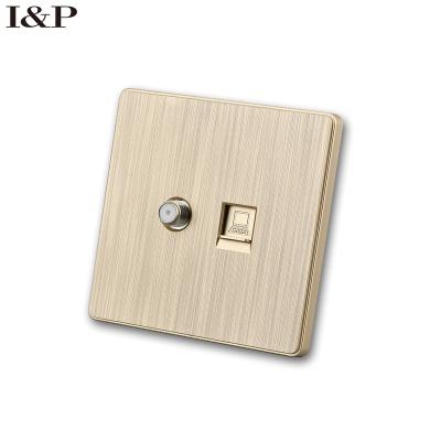 China OEM ODM 86mm*86mm/146mm*86mm Residential/Multi-Purpose PC Wall British Standard Material Gold Switch and Socket Satellite and Computer Socket for sale