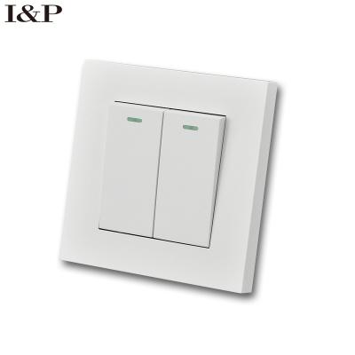 China High Quality Flame Retardant PC Material Symmetrical Design Wall Switches And Sockets Two White Strip YD1 for sale