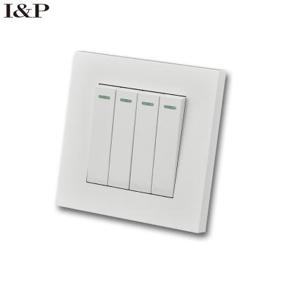 China High Quality Flame Retardant PC Material Symmetrical Design Wall Switches And Sockets Four White Strip YD1 for sale