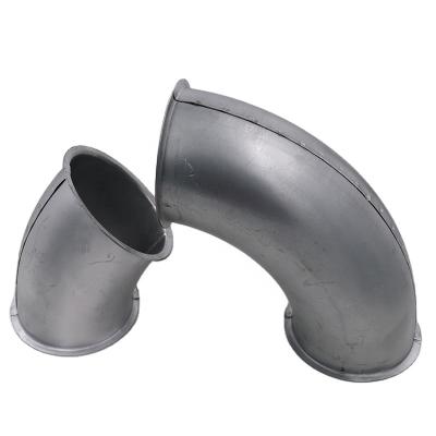 China Industrial Dust Collection Extraction System Galvanized Steel Circular Pipe Pressed Ring Lock Flange Bend Elbow With Pull Ring Edge for sale