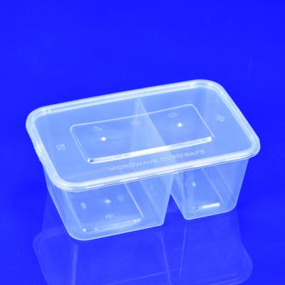 China Disposable Container For Food 2 Compartments Microwave Takeaway Meal Prep PP Food Container Plastic Disposable Bento Lunch Box for sale