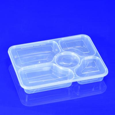 China Disposable Container For Food 5 Compartments Microwave Takeaway Meal Prep PP Food Container Plastic Disposable Lunch Box for sale