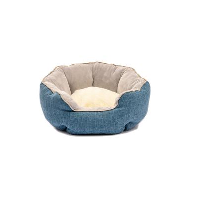 China Eco Friendly Sustainable Pet Bed Soft Warm Cat Dog Bed Plush Fluffy Shell Shape Round Pet Beds for sale