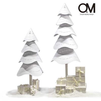 China PVC SCI LAB Display Design White Christmas Tree Store Commercial Christmas Decorations Window Display Props for sale