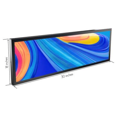 China 28.5 Inch Android Indoor Wall Mounted Display Racks Stretched Bar LCD Screen Advertising Display for sale