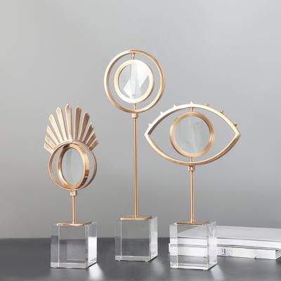 China Luxury Metal Expression Beauty Design Fashion Morden Dressing Table Crystal Mirror Eyes Tears Shape Decoration Pieces Home Cosmetic for sale