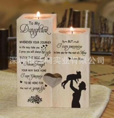 China Home Decoration Modern Wooden Candle Holder Custom Shaped Heart Shaped Candle Holder Custom Candle Holder for sale