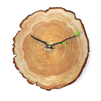 China Factory Direct Selling 16 Inch Bamboo Tree Style Silent Ring Quartz Clock Antique Wooden Wall Clock for sale