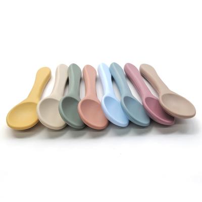 China BPA Free Hot Selling Amazon Child Training Spoon Unbreakable Safe Silicone Baby Spoon for sale