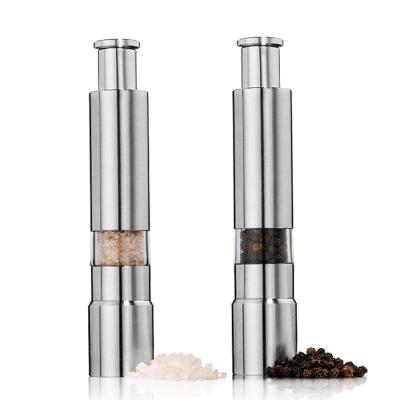 China Viable Viable Original Pump and Grind Cooking Instruments, Singles Solid Stainless Salt and Pepper Grinder Set for sale