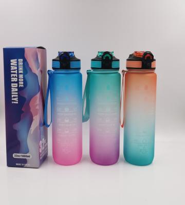 China Sustainable Fitness Gym 32 Ounce Sports Outdoor Motivational 1L Water Bottle With Motivational Time Marker for sale