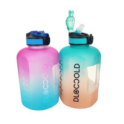 China Workout Motivation BPA Free Wide Mouth Sports Gym Fitness Motivational Water Bottle Viable Half With Time Marker for sale