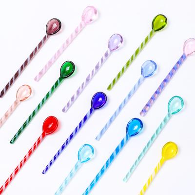 China Viable Viable Heat Resistant Shaker Spoon Glass Tea Spoon For Salt Sugar Tea Coffee Cocktail Milkshake Cold Drink for sale