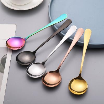 China Sustainable Sustainable Table Dinner Metal Spoons Round Head Chinese Soup Spoon Stainless Steel for sale