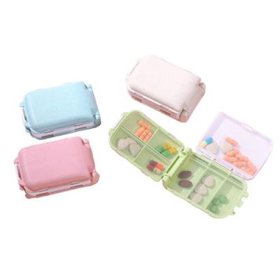 China  Wheat straw Design Travel Smart Small Plastic Pills Storage Case Organizer Medicine Box for sale