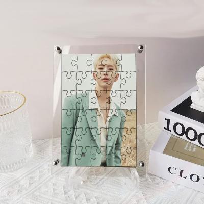 China Wholesale South Korean Kpop Idol Goods SEVEN Groups Photo Puzzle Acrylic Photo Frame for sale