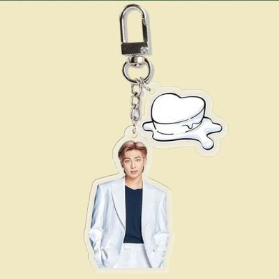 China Wholesale Kpop Idol 2pcs/set Handsome Bantan Boys Butter Dancing Plastic Acrylic Key Chain for sale