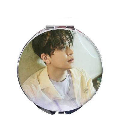 China Wholesale KPOP Idol Butter Double Sided Double Sided Round Square Makeup Folding Small Mirror for sale