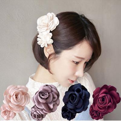 China Korean Camellia Rose Flower Wedding Party Hair Accessories Hair Clip Barrettes Artificial Hair Clips Hairpins for sale