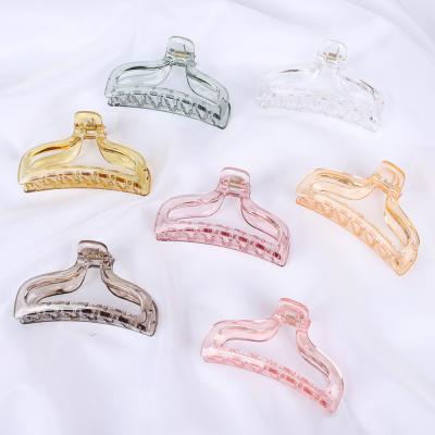 China Elegant Factory Wholesale Transparent Colorful Plastic Ponytail Holder Crab Hair Sling Hair Claw Clips Large for sale