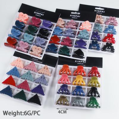 China Stylish Hair Claw Clip Fashion Women Hair Accessories Sell Geometrc Small 12PCS 4CM Butterfly Crab Barrette Acrylic Plastic Plastic Wholesale Claw Clips for sale