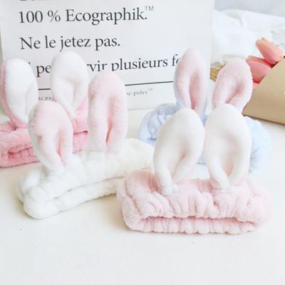 China Soft Coral Fleece Rabbit Ears Hair Accessories Headband Elastic Hair Bands Face Wash Makeup Headbands Headband for sale