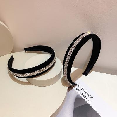 China Popular Luxury Rhinestone Velvet Hair Accessories Black Wide Circle Hair Bands Bands Headbands for sale