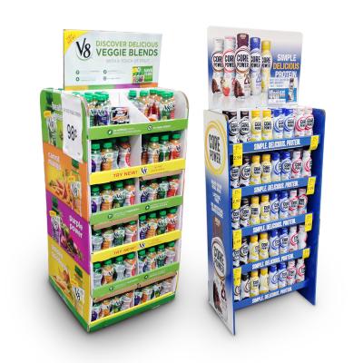 China Cardboard Floor Display Stand OEM Floor Retail Store Product Display Unit Stands Corrugated Cardboard Candy Food Drink Cardboard Display Rack for sale