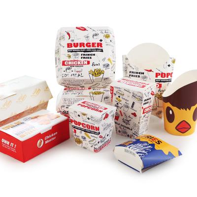 China 200 Pack Disposable Biodegradable In-Stock Hamburger Box Take Out Food Boxes French Fries Fried Chicken Nuggets Carton Food Wrapping Paper Box for sale