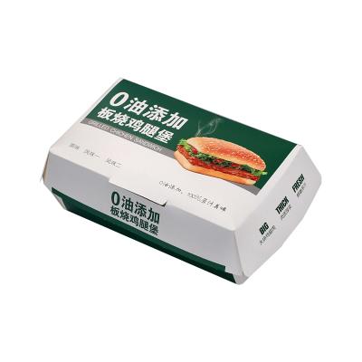 China Disposable Biodegradable Hot Selling Fast Food Paper Box Hot Dog Hamburger Sandwich In-Stock Takeout Packing Box for sale