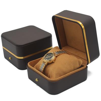 China 100% Handmade Watch Box Jewelry Organizers For Men Jewelry Boxes Organizer With Vegan Dark Brown Leather Watch Case Holder for sale