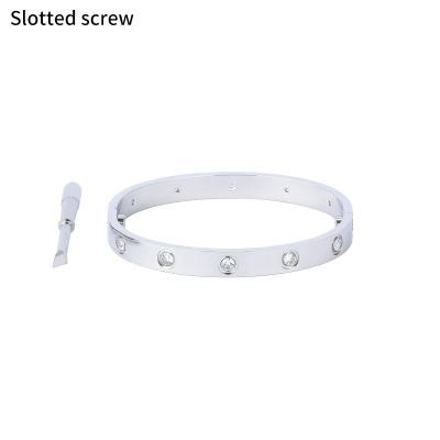 China Fashion Stocked Modern Brand For Women Men Ladies 316L Stainless Steel Jewelry Cuff Titanium Zircon Love Screw Bangle Bracelet for sale