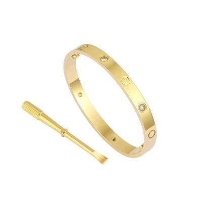 China Fashion Brand 316L Stainless Steel VIS LOVE Bangle With Screwdriver Stones For Lady Gold Plated Bracelet for sale