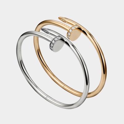 China FASHIONABLE luxury famous brand designers jewelry nail bracelet with diamonds 18k gold plated fashion stainless steel cuff nail bangle for sale