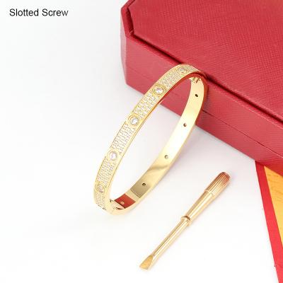 China FASHIONABLE Luxury Famous Brand Designer Jewelry Iced Out Love Bangle Bracelet With Screw Diamond ZIRCONS Stainless Steel Bracelet for sale