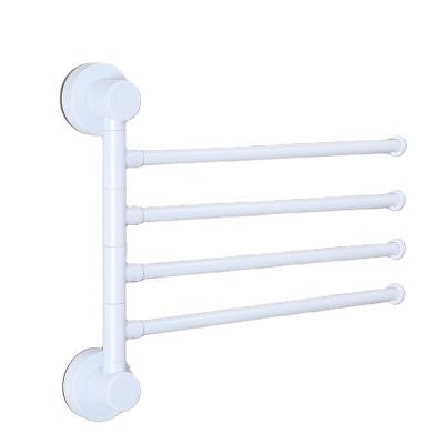 China Minimalist Wall Mounted Wall Mounted Bathroom Towel Cup Double Suction 4 Bar Hanger Drier Rack for sale