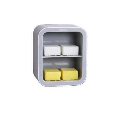 China Creative Double Household Eco-friendly Magnetic Punch-free Soap Holder Drip Tray Bathroom Plastic Soap Holder With Drain Bathroom Soap Dish for sale