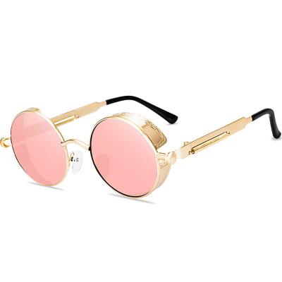 China Cheap Round Rim Spring-foot Metal Sun Glasses Steampunk Mens Womens Round Glass Sun Glasses for sale