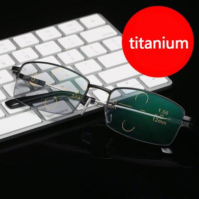 China Reading Titanium Multifunctional Anti-Blue Light Metal Near And Far Intelligent Presbyopic Reading Glasses for sale