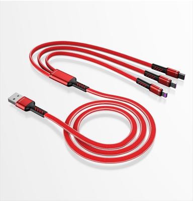 China Multifunctional Hot Selling Braided Charging Cable Amazon USB 3 in 1 Universal 5A Data Cable for sale